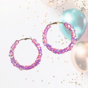 Candy Pink Sequin Hoop Earrings Hoops
